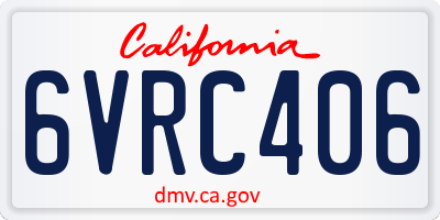 CA license plate 6VRC406