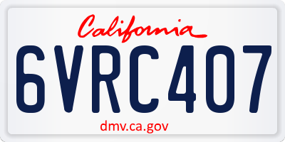 CA license plate 6VRC407