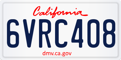 CA license plate 6VRC408