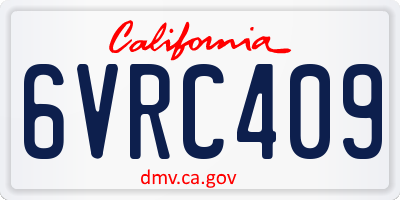 CA license plate 6VRC409