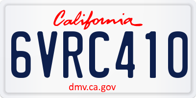 CA license plate 6VRC410