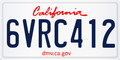 CA license plate 6VRC412