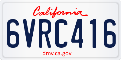 CA license plate 6VRC416