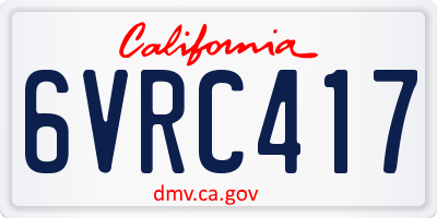 CA license plate 6VRC417