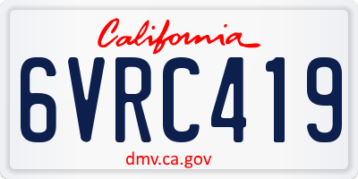 CA license plate 6VRC419