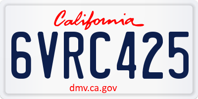 CA license plate 6VRC425