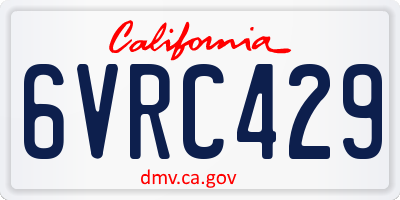 CA license plate 6VRC429