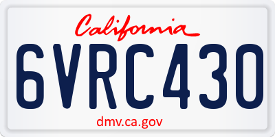 CA license plate 6VRC430