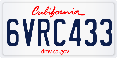 CA license plate 6VRC433