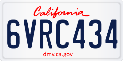 CA license plate 6VRC434