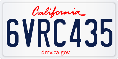 CA license plate 6VRC435