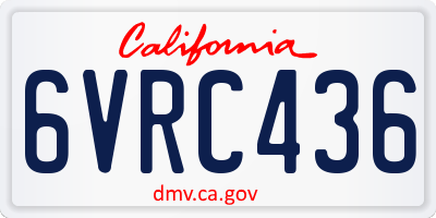 CA license plate 6VRC436