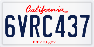 CA license plate 6VRC437