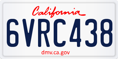 CA license plate 6VRC438