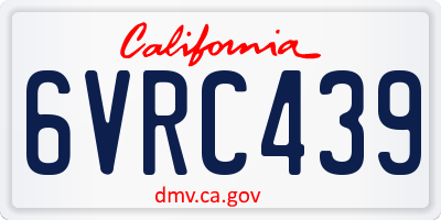 CA license plate 6VRC439