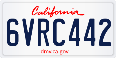 CA license plate 6VRC442