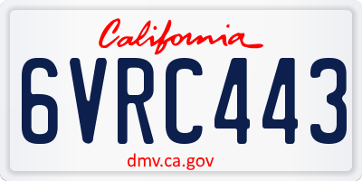 CA license plate 6VRC443