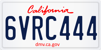 CA license plate 6VRC444