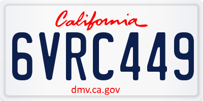 CA license plate 6VRC449