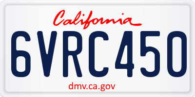 CA license plate 6VRC450