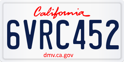 CA license plate 6VRC452