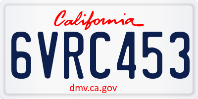 CA license plate 6VRC453
