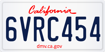 CA license plate 6VRC454