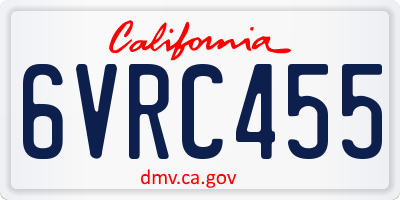 CA license plate 6VRC455
