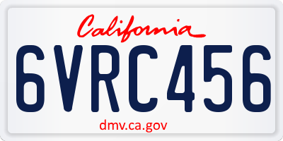 CA license plate 6VRC456