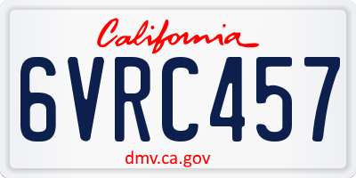 CA license plate 6VRC457