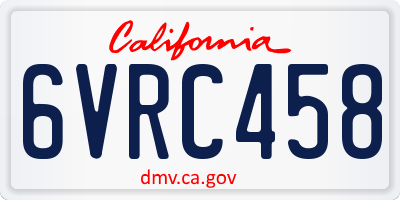 CA license plate 6VRC458