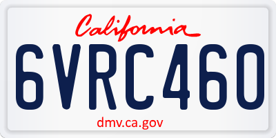 CA license plate 6VRC460