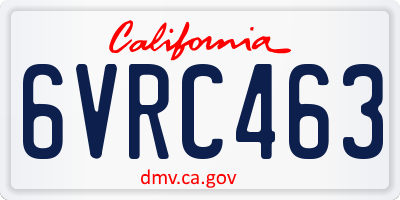 CA license plate 6VRC463