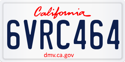 CA license plate 6VRC464