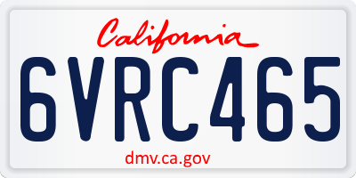 CA license plate 6VRC465