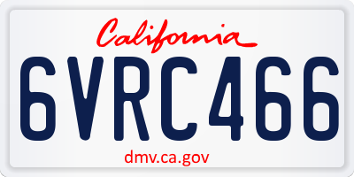 CA license plate 6VRC466