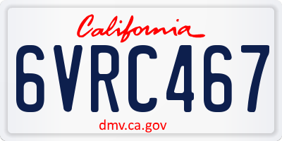 CA license plate 6VRC467