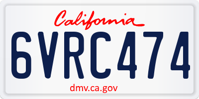 CA license plate 6VRC474