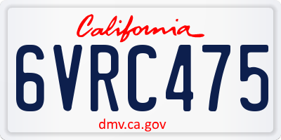CA license plate 6VRC475