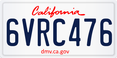 CA license plate 6VRC476