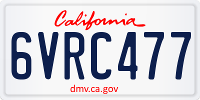 CA license plate 6VRC477