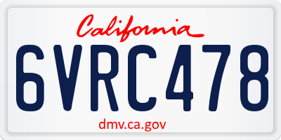 CA license plate 6VRC478