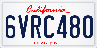 CA license plate 6VRC480
