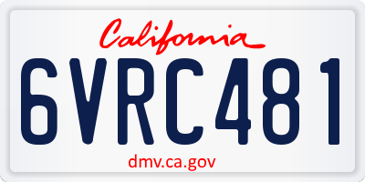 CA license plate 6VRC481