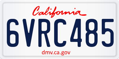 CA license plate 6VRC485