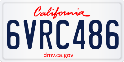 CA license plate 6VRC486