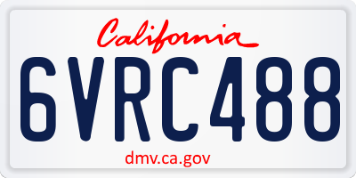 CA license plate 6VRC488