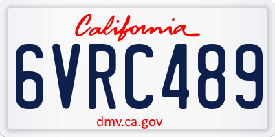 CA license plate 6VRC489