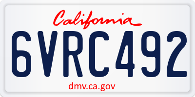 CA license plate 6VRC492
