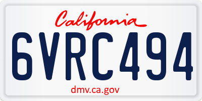 CA license plate 6VRC494
